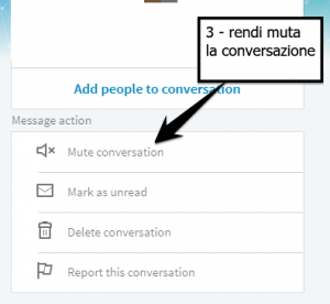 rendere muta una conversazione LinkedIn